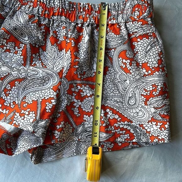 J. Crew 3” Printed Boardwalk Pull-On Linen Shorts Orange Paisley Sz 4 - Picture 7 of 7